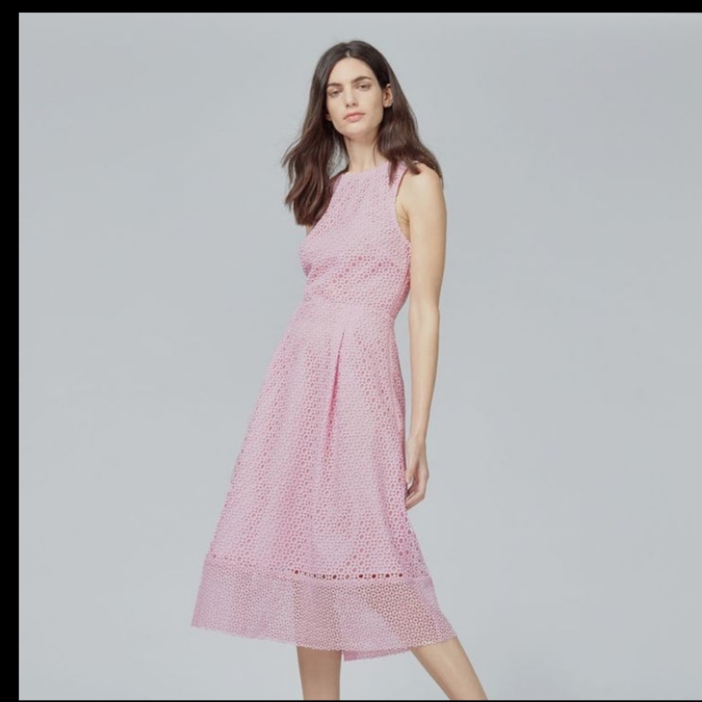 BNWT! Warehouse UK PINK EYELET LINEAR DRESS